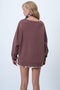 Brown V-Neck Double-Breasted Oversized Sweatshirt Alc-X14555 - 5