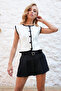 Ecru Crew Neck Crochet Buttoned Front Vest Alc-X14516 - 2
