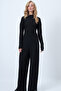 Black Crew Neck Gathered Waist Blouse and Trousers Set Alc-X14565