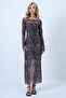Women's Leopard Leopard Detailed Lined Tulle Dress Alc-X14497 - 2