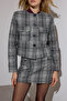Black and White Plaid Pack Crew Neck Melton Jacket Twoaw26Ce00033 - 3