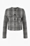 Black and White Plaid Pack Crew Neck Melton Jacket Twoaw26Ce00033 - 5