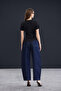Trendyol Studio Collection Koyu Mavi Bel Detaylı Yüksek Bel Baggy Jeans TWOAW26JE00243 - 3