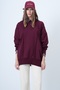 Women's Burgundy Stitching Detailed Oversize Design Sweatshirt Alc-X14662 - 2