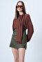 Women's Cinnamon Brown Shawl Detailed Regular Fit Modal Fabric Blouse Alc-X14653 - 2