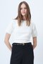 Women's White Crew Neck Pearls Knitwear Blouse Alc-X14637 - 3