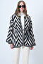 Black Geometric Patterned Crochet Cardigan with Belted Waist Alc-X8978 - 2