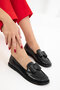 Black Women's Loafer Shoes 20950
