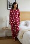 Teen Burgundy 100% Cotton Heart and Macaron Patterned Knitted Pajama Set Thmaw26Pt00160