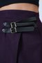 Women's Plum Leather Belt Accessory Wrap Cut Midi Length Velvet Skirt Alc-X14570 - 6