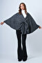 Anthracite Collar Design Knitwear Poncho Alc-X14672 - 2