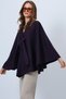 Women's Purple Collar Design Knitwear Poncho Alc-X14672 - 3