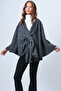 Anthracite Collar Design Knitwear Poncho Alc-X14672 - 3