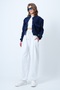 Women's Ecru Baggy Fit Knitted Trousers with Elastic Waist and Cuffs and Pleated Detail Alc-X14629 - 4