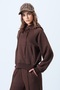 Brown Kangaroo Pocket Crop Sweatshirt and Comfortable Cut Trousers Set Alc-X14609 - 5