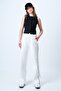 Women's White Wide Leg Sweatpants with Piping Detail and Elastic Waist Alc-X14611 - 4