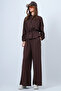 Bitter Brown Hooded Drawstring Waist Modal Blouse and Pants Set Alc-X14668 - 4