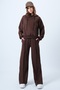 Brown Kangaroo Pocket Crop Sweatshirt and Comfortable Cut Trousers Set Alc-X14609 - 4