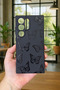 Samsung Galaxy S22 Ultra-Black Butterfly Patterned Silicone Shock-Absorbing Classic Protective Rubber Case - 2