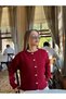 Extra Soft Burgundy Knitwear Cardigan with Heart Button Detail, Women's Cardigan - 5