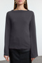 Antrasit Relaxed/Rahat Kalıp İspanyol Kol Esnek Örme Bluz TWOAW25BZ00203 - 3