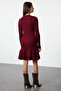 Bordo Mini Pileli Triko Elbise TWOAW24EL00013 - 5