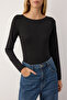 Siyah Fitted/Vücuda Oturan Kayık Yaka Çıtçıtlı Esnek Örme Body TWOAW26BD00011 - 3
