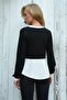 Black Color Block Buttoned Crepe Knitted Blouse Alc-X14499 - 7