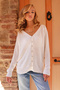 White Front and Back V-Neck Button Detailed Knitwear Blouse Alc-X14467