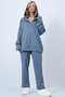 Indigo Hooded Snap Fastener Oversized Sweatshirt and Pants Set Alc-X12476 - 3