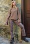 Milky Coffee Color High Neck Bat Sleeve Cuff Slit Wide Cut Blouse Alc-X14434 - 5