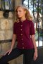 Women's Burgundy Crew Neck Buttoned Front Crew Neck Knitwear Cardigan Alc-X14483 - 2