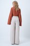 Beige Double Pocket Elastic Waist Soft Textured Wide Leg Knitted Trousers Alc-X14458 - 6