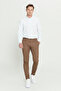 Men's Camel Slim Fit Narrow Cut Dobby Flexible Casual Trousers - 2