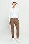 Men's Camel Slim Fit Narrow Cut Dobby Flexible Casual Trousers - 3
