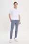 Men's Petrol Slim Fit Slim Fit Side Pocket Cotton Flexible Dobby Trousers - 2