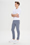 Men's Petrol Slim Fit Slim Fit Side Pocket Cotton Flexible Dobby Trousers - 5