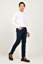 Men's Navy Blue Slim Fit Slim Fit 5 Pocket Cotton Flexible Trousers - 2