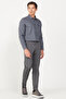 Men's Gray Slim Fit Slim-Fit Gabardine Fabric Patterned Cotton Flexible Waist Elastic Trousers - 2
