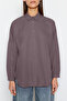 Oversize Anthracite Cotton Woven Shirt - Wide Fit TWOSS22GO0669 - 4