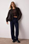 Lacivert Wide Leg/Geniş Paça Pileli Dokuma Kumaş Pantolon TWOSS21PL0155 - 3