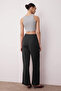 Siyah Wide Leg/Geniş Paça Yüksek Bel Dokuma Kumaş Pantolon TWOAW22PL0066 - 5