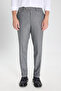 Men's Gray Wool Slim Fit Narrow Cut Trousers with Hidden Elastic Waist and Side Pockets, Flexible Classic Trousers