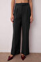 Siyah Wide Leg/Geniş Paça Yüksek Bel Dokuma Kumaş Pantolon TWOAW22PL0066 - 4