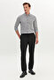 Men's Black Slim Fit Narrow Cut Seersucker Patterned Flexible Tie Waist Trousers - 3