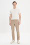 Men's Beige Slim Fit Slim Fit 5 Pocket Dobby Flexible Trousers - 2
