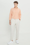Men's Beige Slim Fit Slim Fit Anti-Wrinkle Fabric Seersucker Patterned Elastic Waist Pants - 6