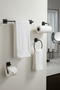 Adhesive Black 4-Piece Bathroom & Kitchen Towel Holder Set – Toilet Paper Holder, Roll, Hoop and Long Towel Rack - 2