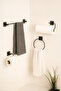 Adhesive Black 4-Piece Bathroom & Kitchen Towel Holder Set – Toilet Paper Holder, Roll, Hoop and Long Towel Rack - 7