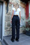 Women's Black Cargo Pocket Jogger Pants Alc-X14459 - 5